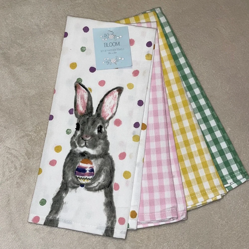 Easter Bunny And Gingham Kitchen Towel Set
